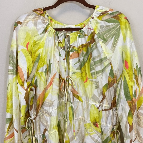 H&M Tropical Floral Drawstring Blouse NWT Size M - Picture 6 of 12